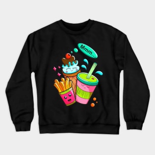 Cute kawaii doodle snack time Crewneck Sweatshirt